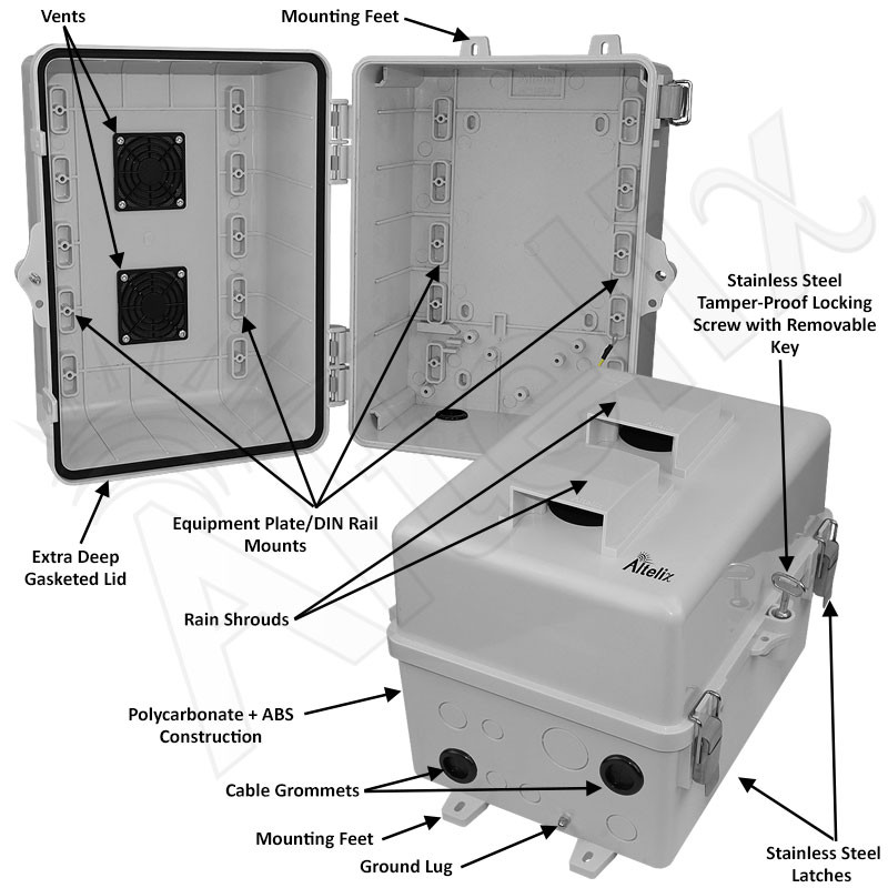 Altelix 12x9x9 Polycarbonate Vented Outdoor Enclosure