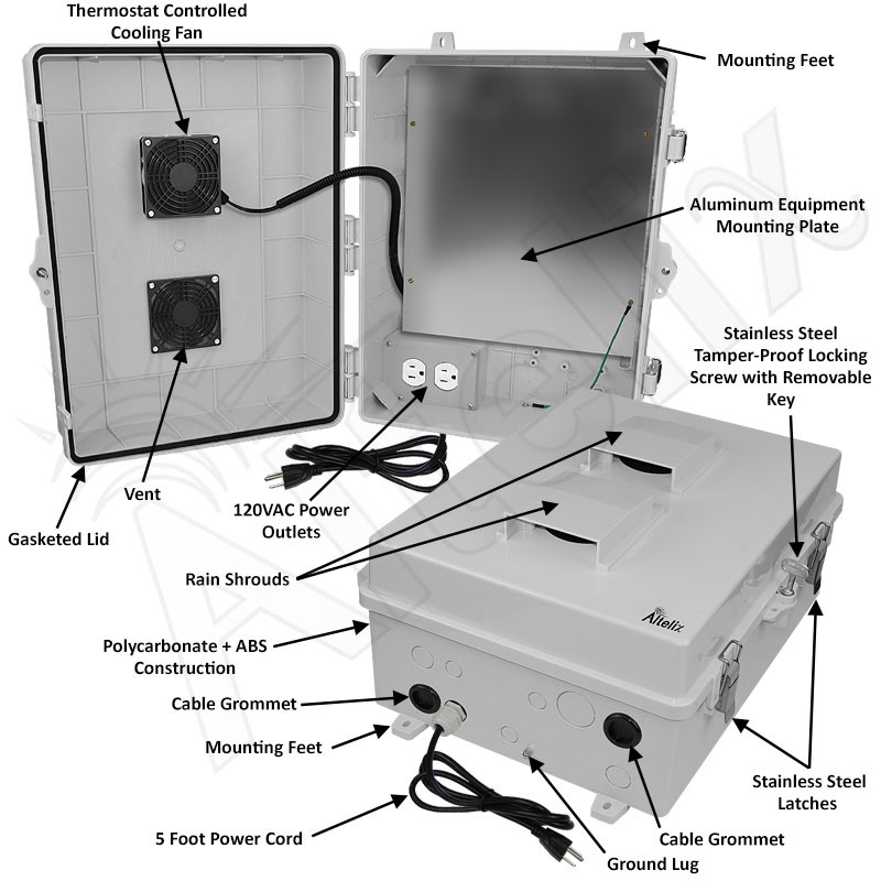 Altelix 17x14x7 Polycarbonate Vented Enclosure with Aluminum