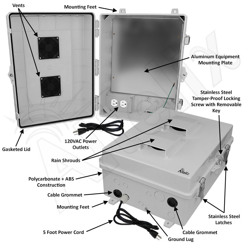 Altelix 17x14x7 Polycarbonate Vented Enclosure with Aluminum Altelix 17x14x7 Polycarbonate Vented Enclosure with Aluminum