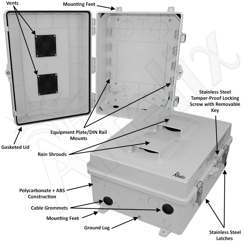 aliel Altelix 17x14x7 Polycarbonate Vented Outdoor Enclosure