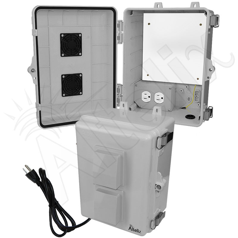 Altelix 12x9x7 Polycarbonate Vented Outdoor Enclosure with 120 VAC