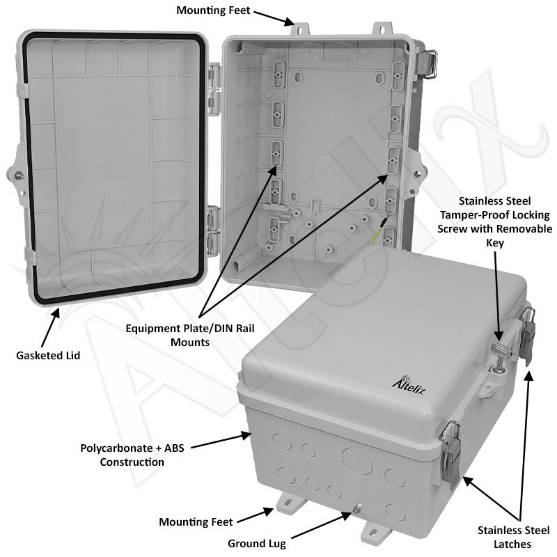 Altelix 12x9x7 NEMA 4X Polycarbonate Outdoor Enclosure
