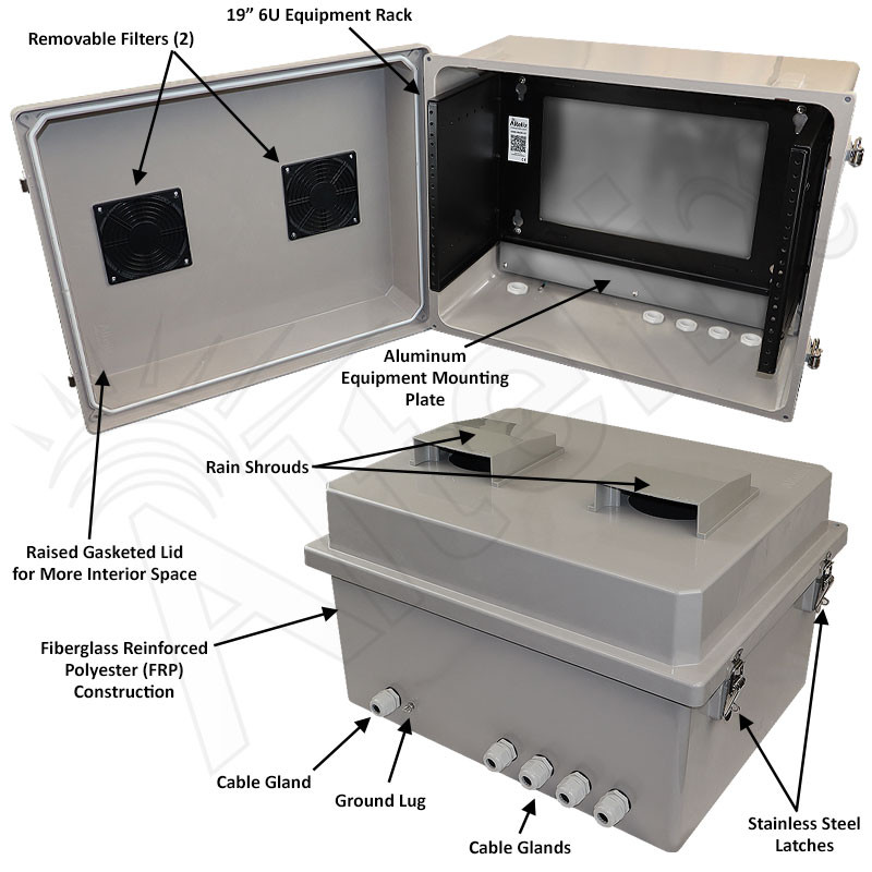 Altelix 16x20x12 Fiberglass Weatherproof Vented NEMA Enclosure
