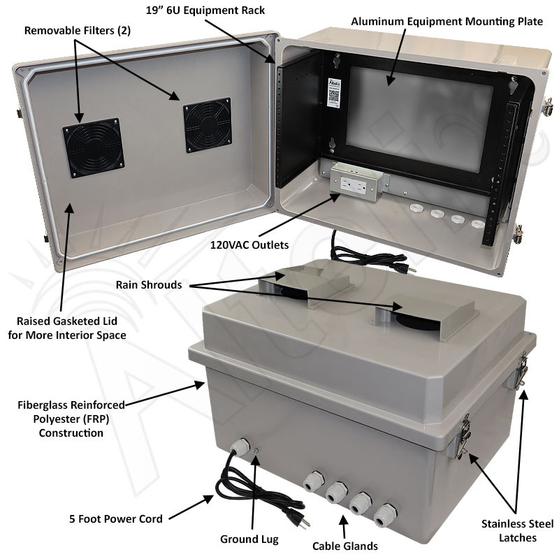 Altelix 16x20x12 Fiberglass Weatherproof Vented NEMA Enclosure