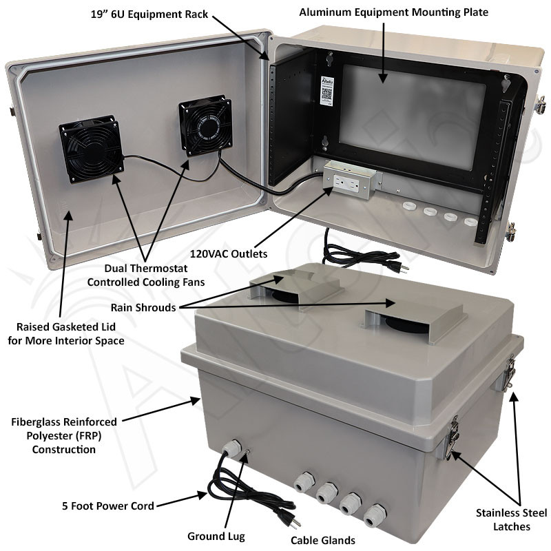 Altelix 16x20x12 Fiberglass Weatherproof Vented NEMA Enclosure