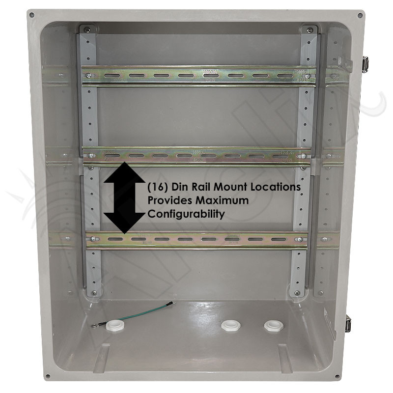 Altelix 20x16x12 Vented Industrial DIN Rail Fiberglass Enclosure