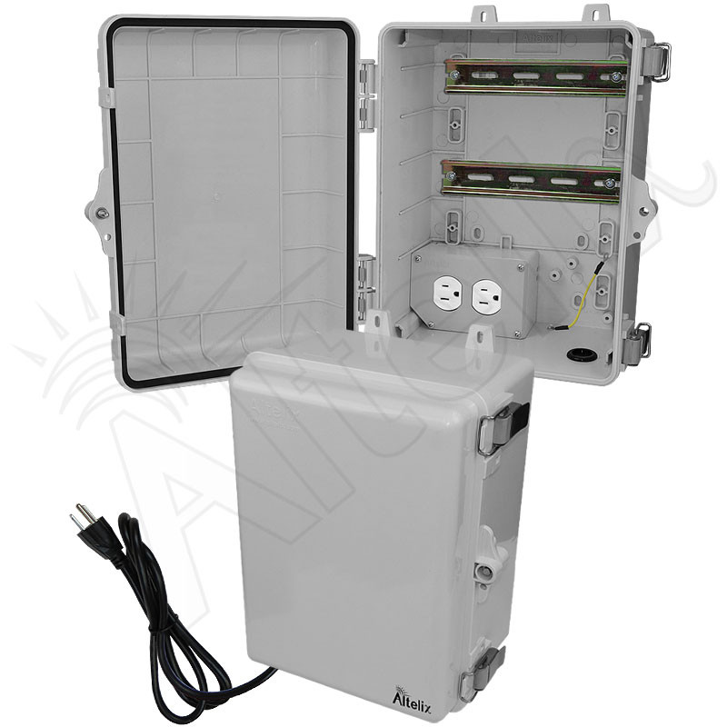 Altelix 12x9x7 NEMA 4X Polycarbonate DIN Rail Enclosure with 120
