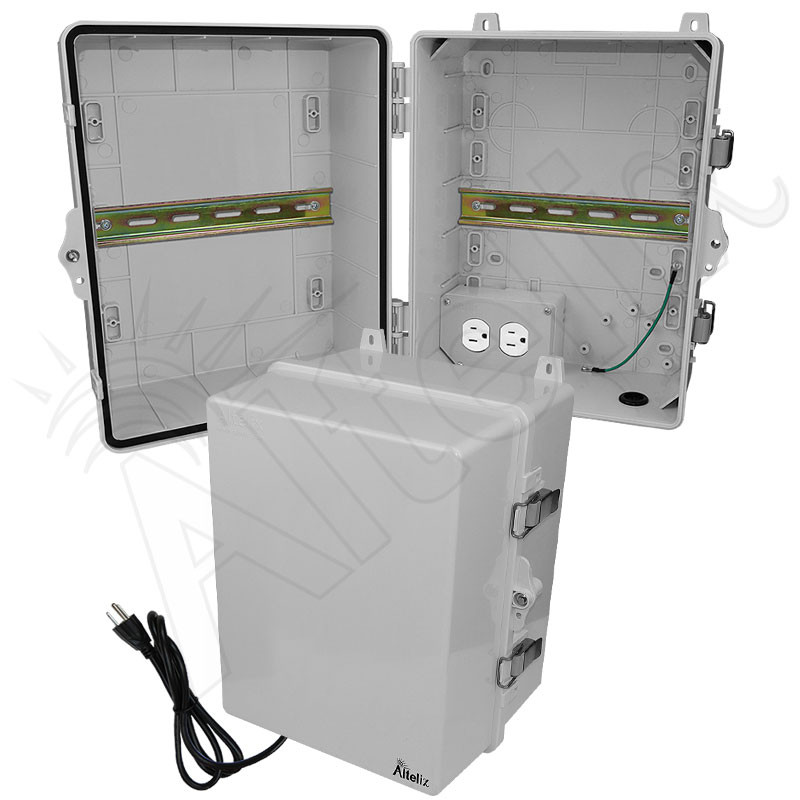 Altelix 14x11x9 NEMA 4X Polycarbonate DIN Rail Enclosure with 120