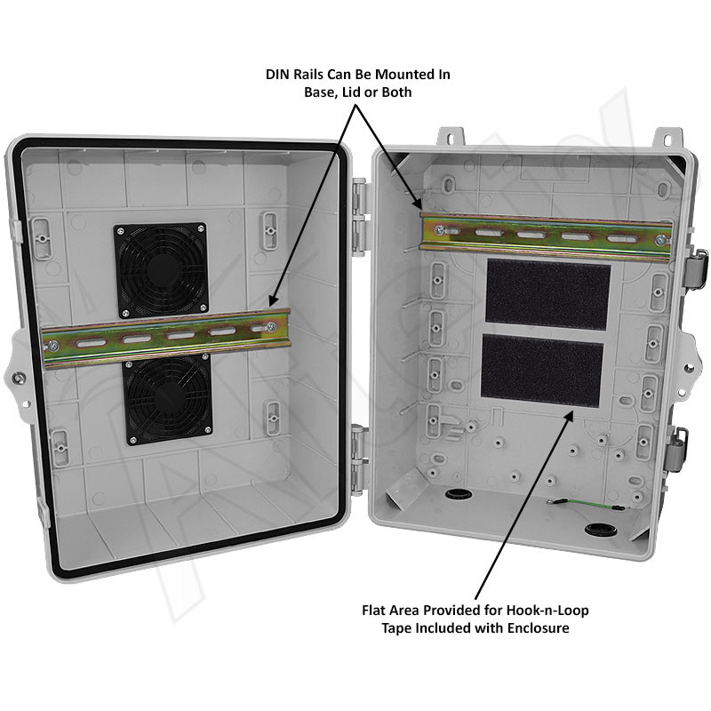 Altelix 14x11x9 Polycarbonate + ABS Vented DIN Rail Enclosure