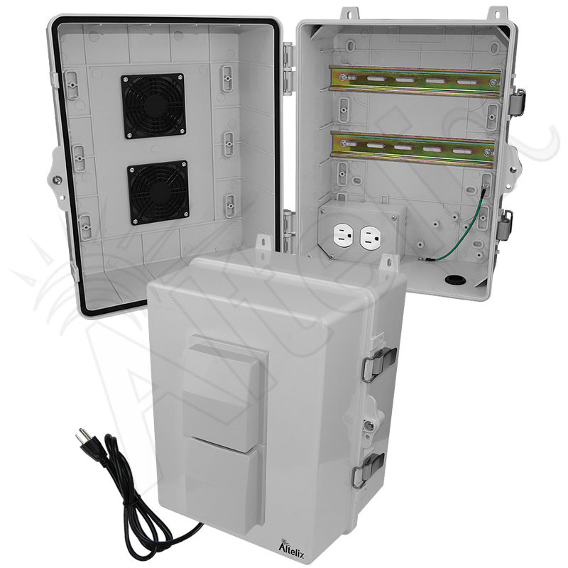 Altelix 14x11x9 Polycarbonate Vented DIN Rail Enclosure with 120