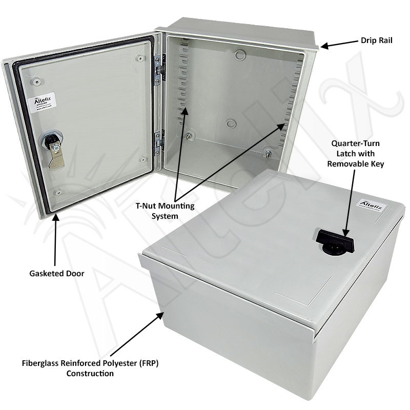 Altelix 12x10x6 NEMA 4X Fiberglass Weatherproof Enclosure - Altelix