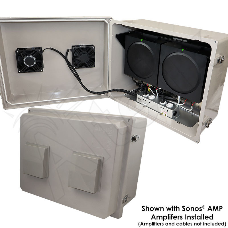 Altelix Weatherproof Dual Sonos® AMP Enclosure with 120 VAC