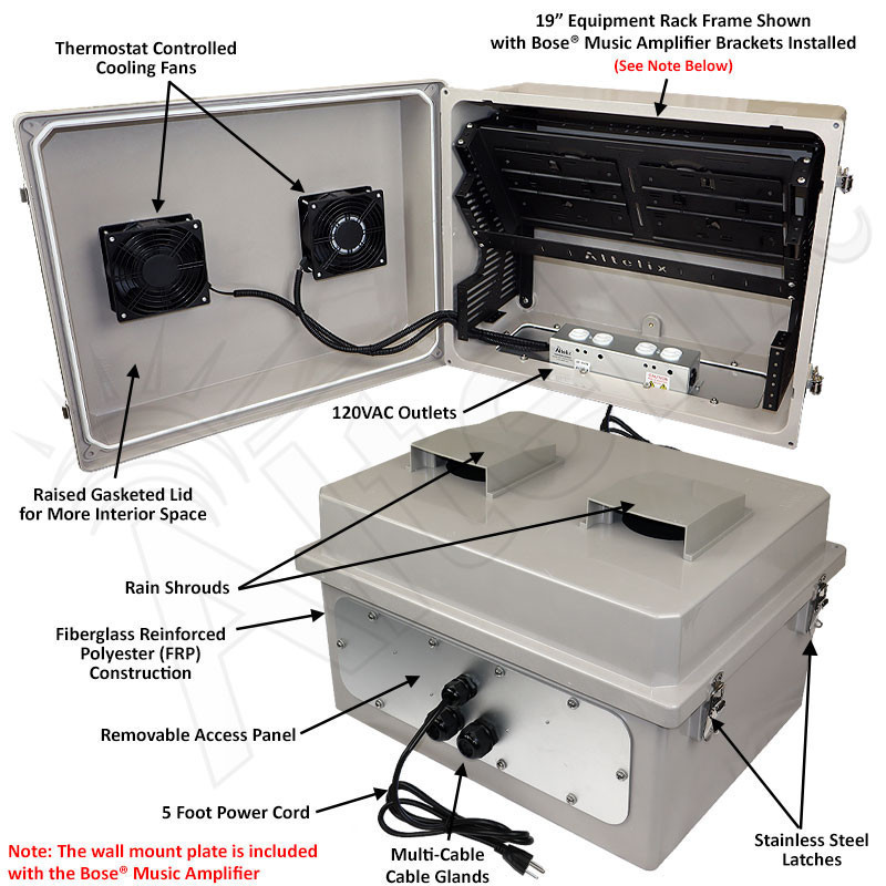Altelix Weatherproof Dual Bose® Music Amplifier Enclosure with 120