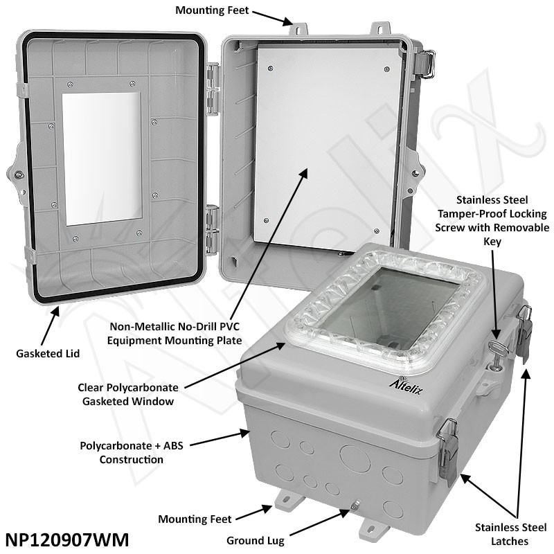 Altelix Windowed Enclosure - 12x9x7 Polycarbonate NEMA 4X