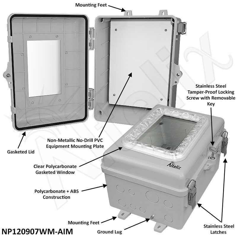 アリベル Altelix Windowed Aimable Enclosure - 12x9x7 Polycarbonate NEMA 4X