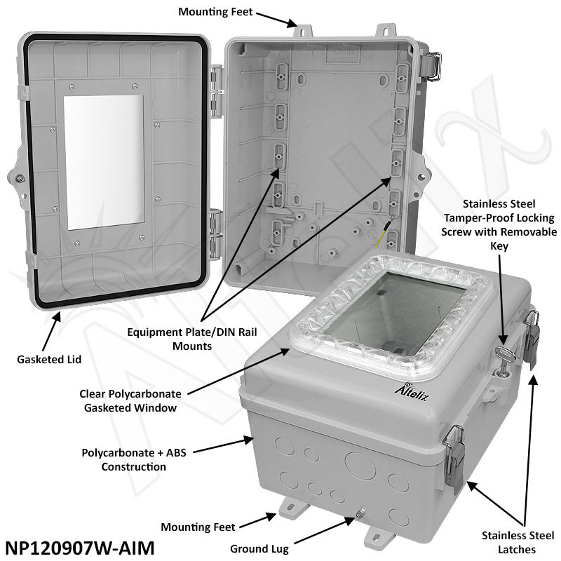Altelix Windowed Aimable Enclosure - 12x9x7 Polycarbonate NEMA 4X