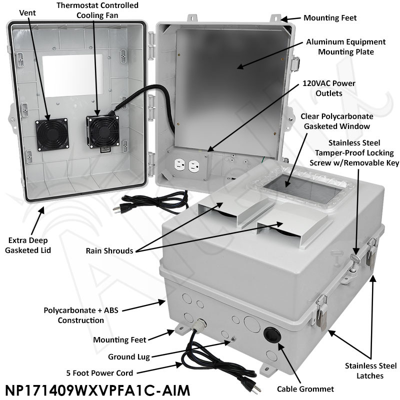 Altelix Fan Cooled Windowed 120VAC Enclosure - 17x14x9