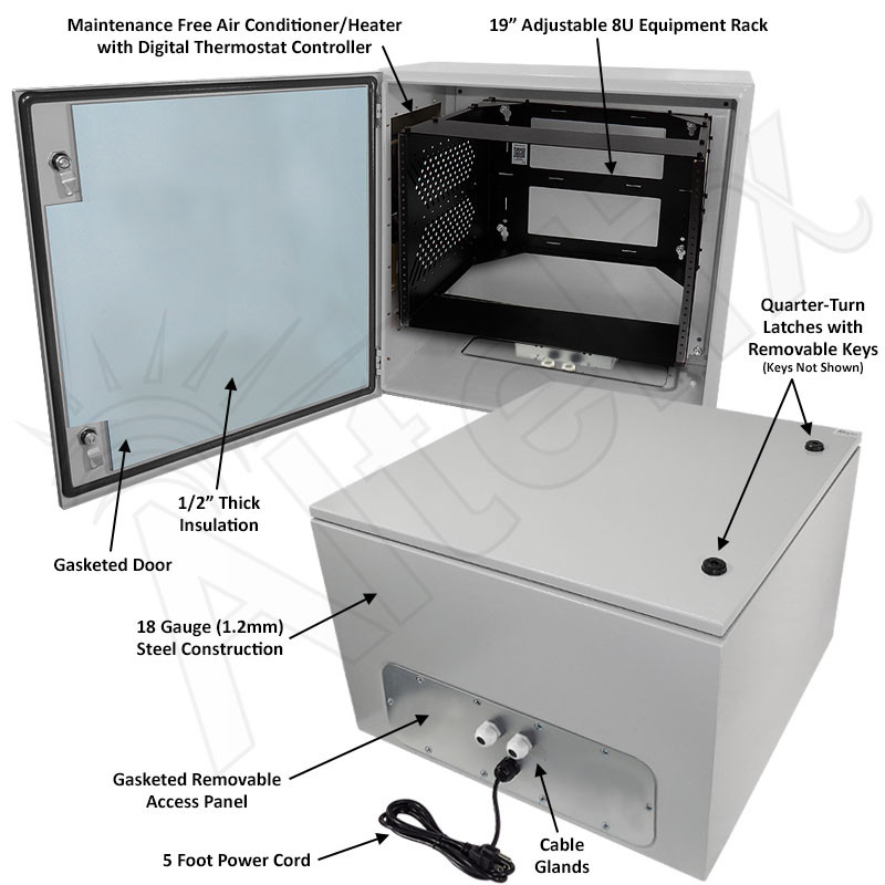 Altelix Air Conditioned Enclosure with Heat and 8U Equipment Rack