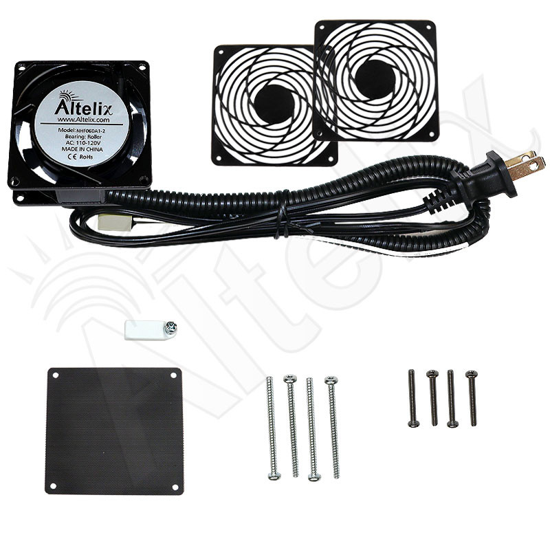 60mm Fan Kit with Thermostat and Power Cord 120VAC - Altelix