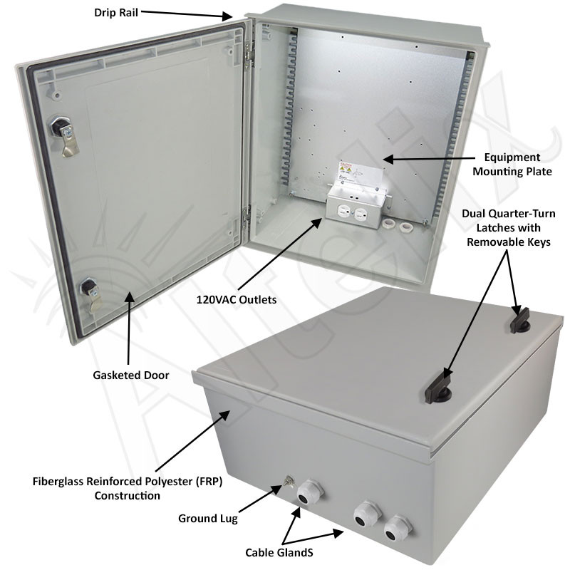 Altelix 20x16x8 NEMA 4X Fiberglass Weatherproof Enclosure with