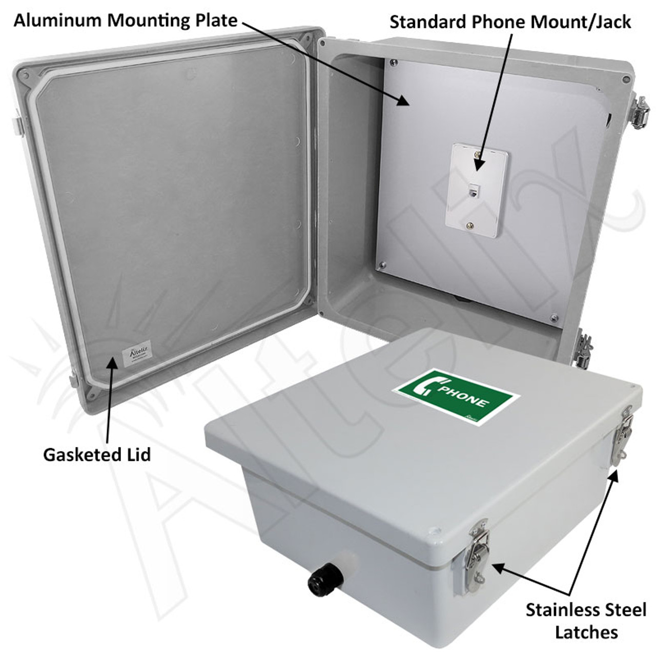 Altelix 14x12x6 Fiberglass Outdoor Weatherproof NEMA 4X