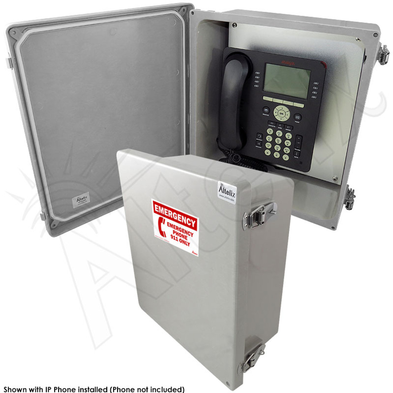 Altelix 14x12x6 NEMA 4X Outdoor Weatherproof IP Phone Call Box with  Emergency Phone Label