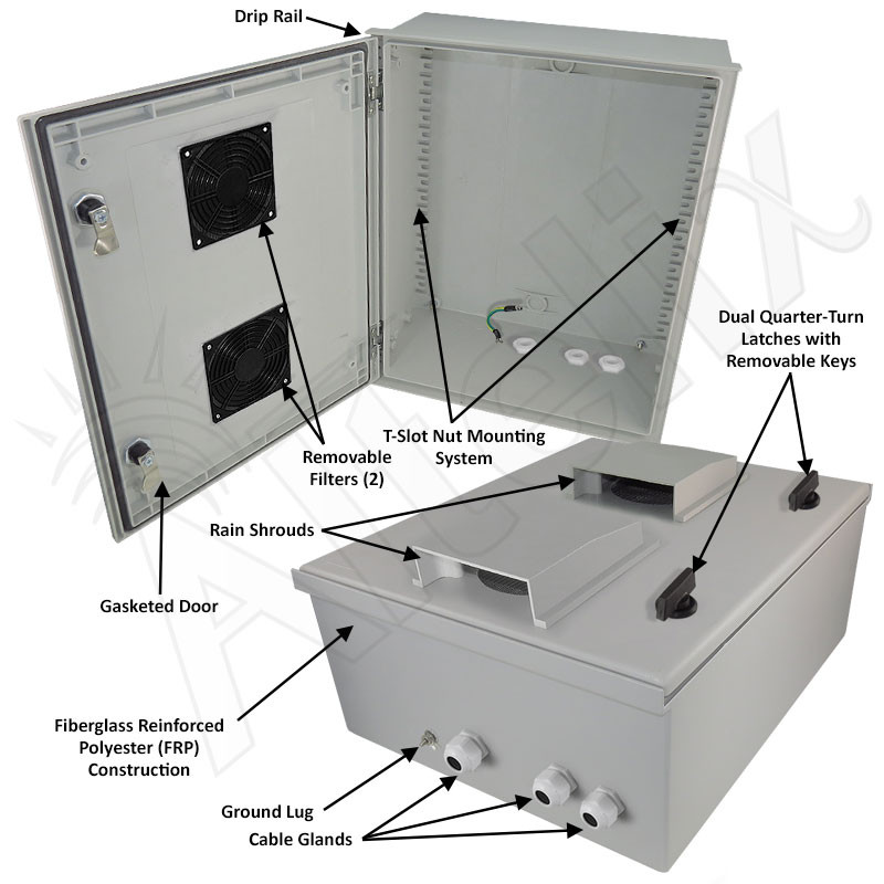 Altelix 20x16x8 Fiberglass Vented Weatherproof NEMA Enclosure