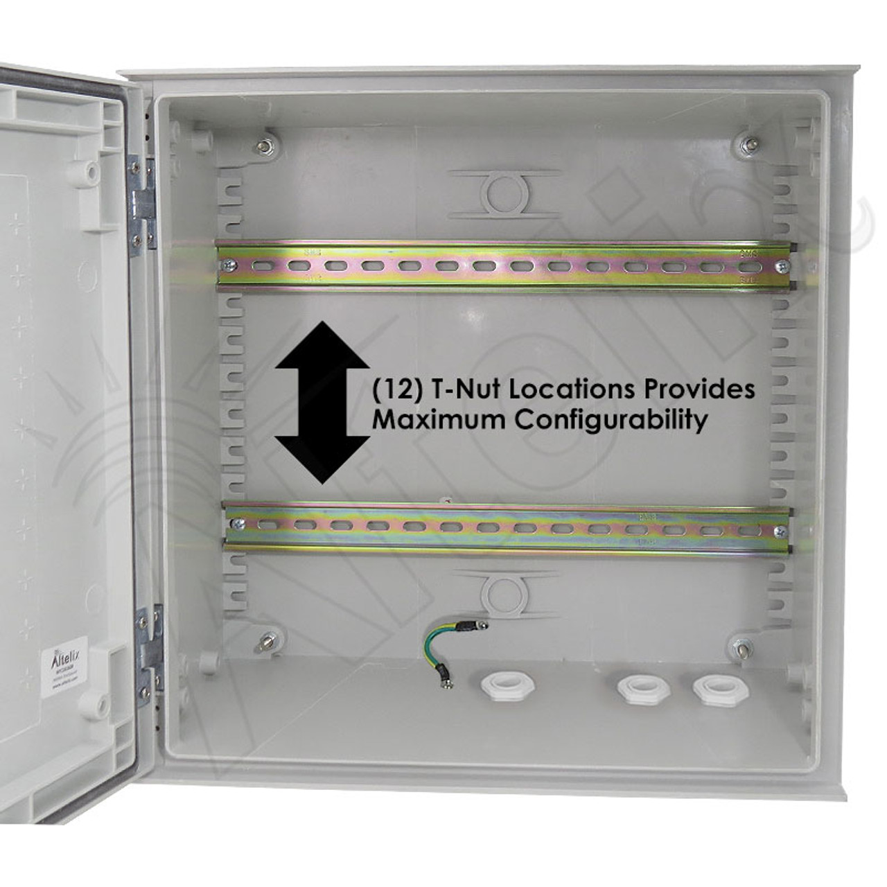 Altelix 16x16x8 Industrial DIN Rail Enclosure Fiberglass NEMA 3X IP65