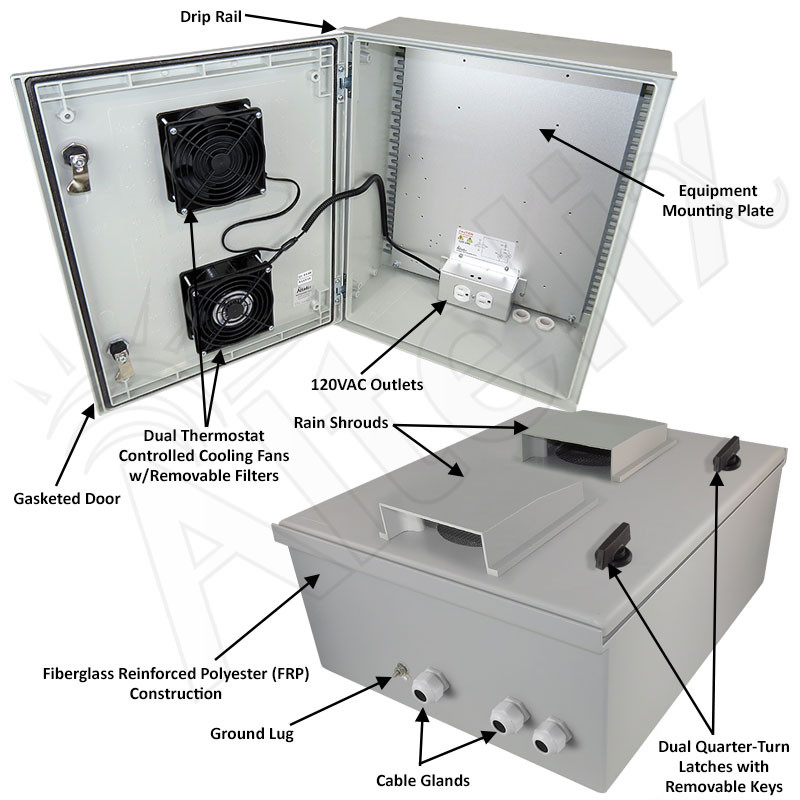 Altelix 20x16x8 Vented Fiberglass Weatherproof NEMA Enclosure with
