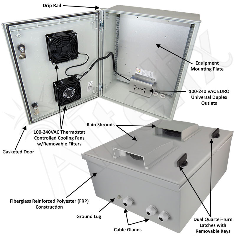Altelix 20x16x8 Vented Fiberglass Weatherproof NEMA Enclosure with