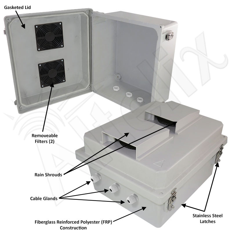 Altelix 14x12x8 Fiberglass Weatherproof Vented NEMA Enclosure