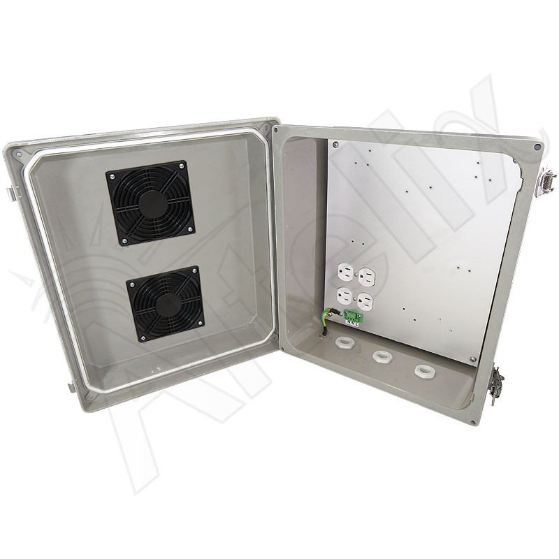 Altelix 14x12x8 Fiberglass Weatherproof Vented NEMA Enclosure with 120 VAC Outlets - Altelix Altelix 14x12x8 Fiberglass Weatherproof Vented NEMA Enclosure with 120 VAC Outlets - Altelix