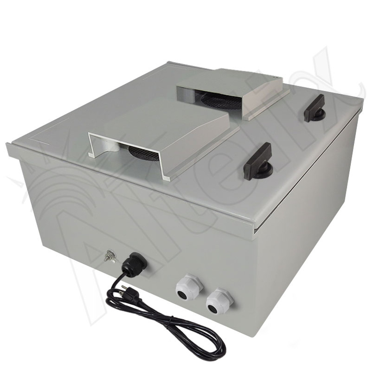 Altelix 16x16x8 Vented Fiberglass Weatherproof NEMA Enclosure with Cooling  Fan and 120 VAC Outlets & Power Cord
