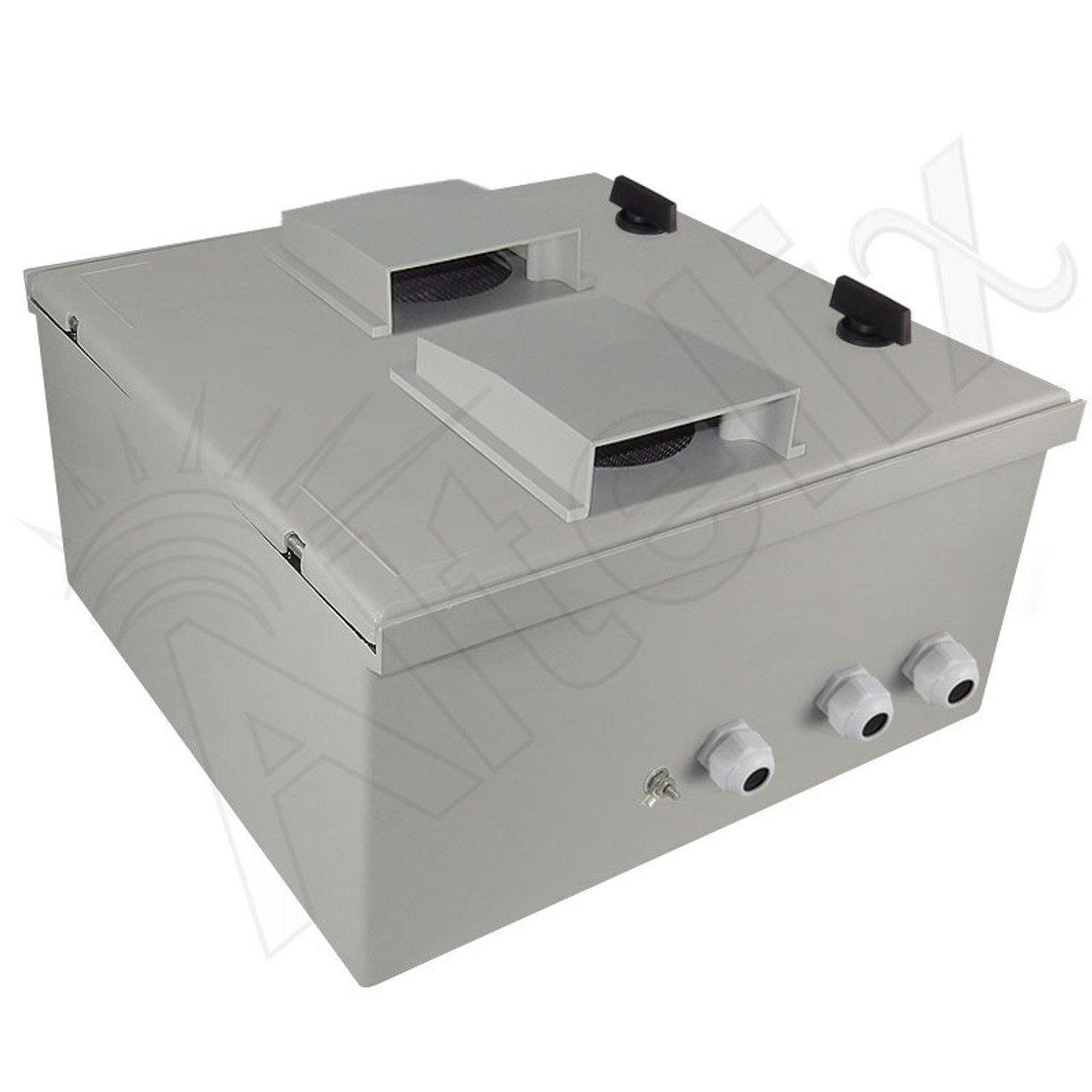 Altelix 16x16x8 Vented Insulated Fiberglass Weatherproof NEMA Enclosure  with Cooling Fan, 200W Heater and 120 VAC Outlets