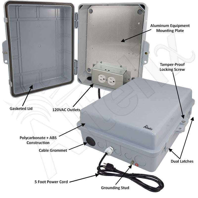 Altelix 14x11x5 NEMA Polycarbonate Enclosure with 120 VAC Power