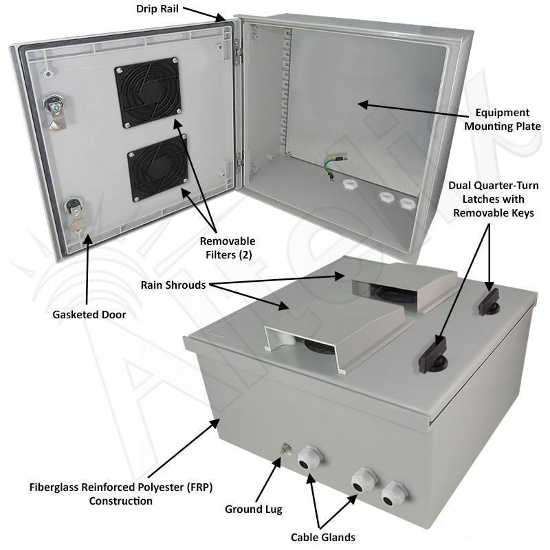 Altelix 16x16x8 Vented Fiberglass Weatherproof NEMA Enclosure with