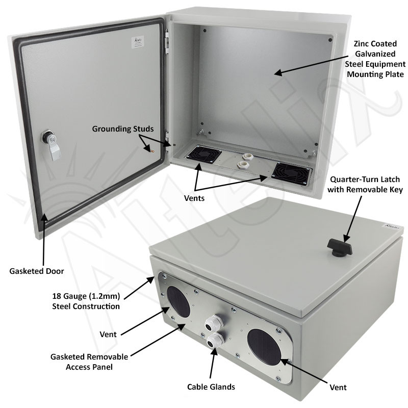 Altelix 16x16x8 Vented Steel Weatherproof NEMA Enclosure with