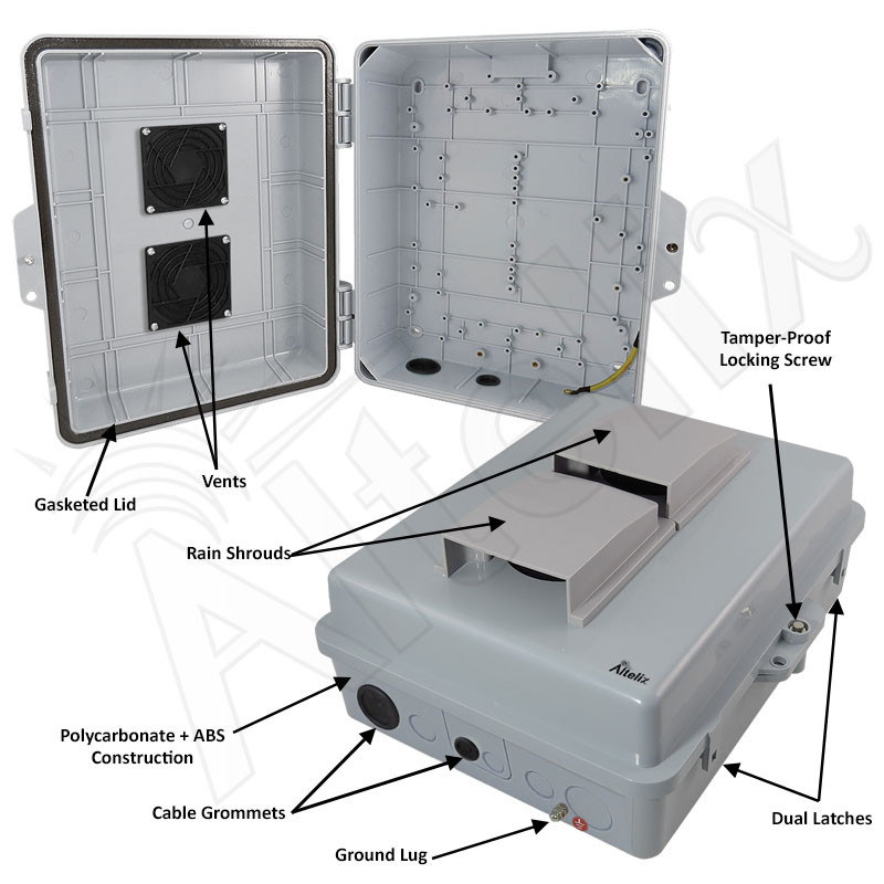 Altelix 14x11x5 NEMA Polycarbonate Weatherproof Vented Utility Box