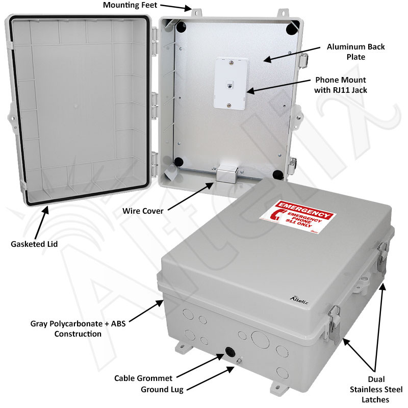 Altelix Weatherproof NEMA 4X Emergency Phone Call Box 17x14x7
