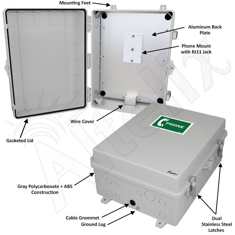 Altelix Weatherproof NEMA 4X Phone Call Box 17x14x7 - Altelix