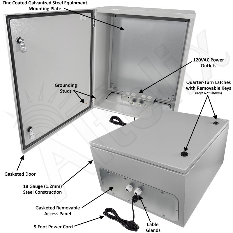 Altelix 24x20x12 NEMA 4X Steel Weatherproof Enclosure with Dual