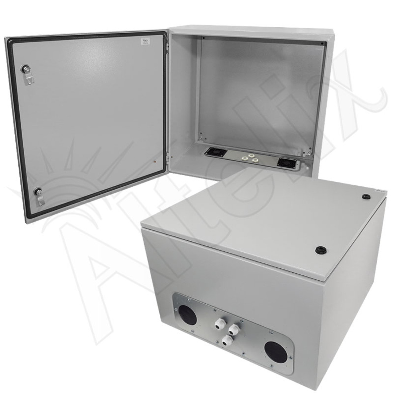 Altelix 24x24x16 Stainless Steel Weatherproof NEMA Enclosure with Heavy  Duty 19 Wide Adjustable 8U Rack Frame, Dual Cooling Fans, Single 120 VAC  Duplex Outlet and Power Cord - Altelix