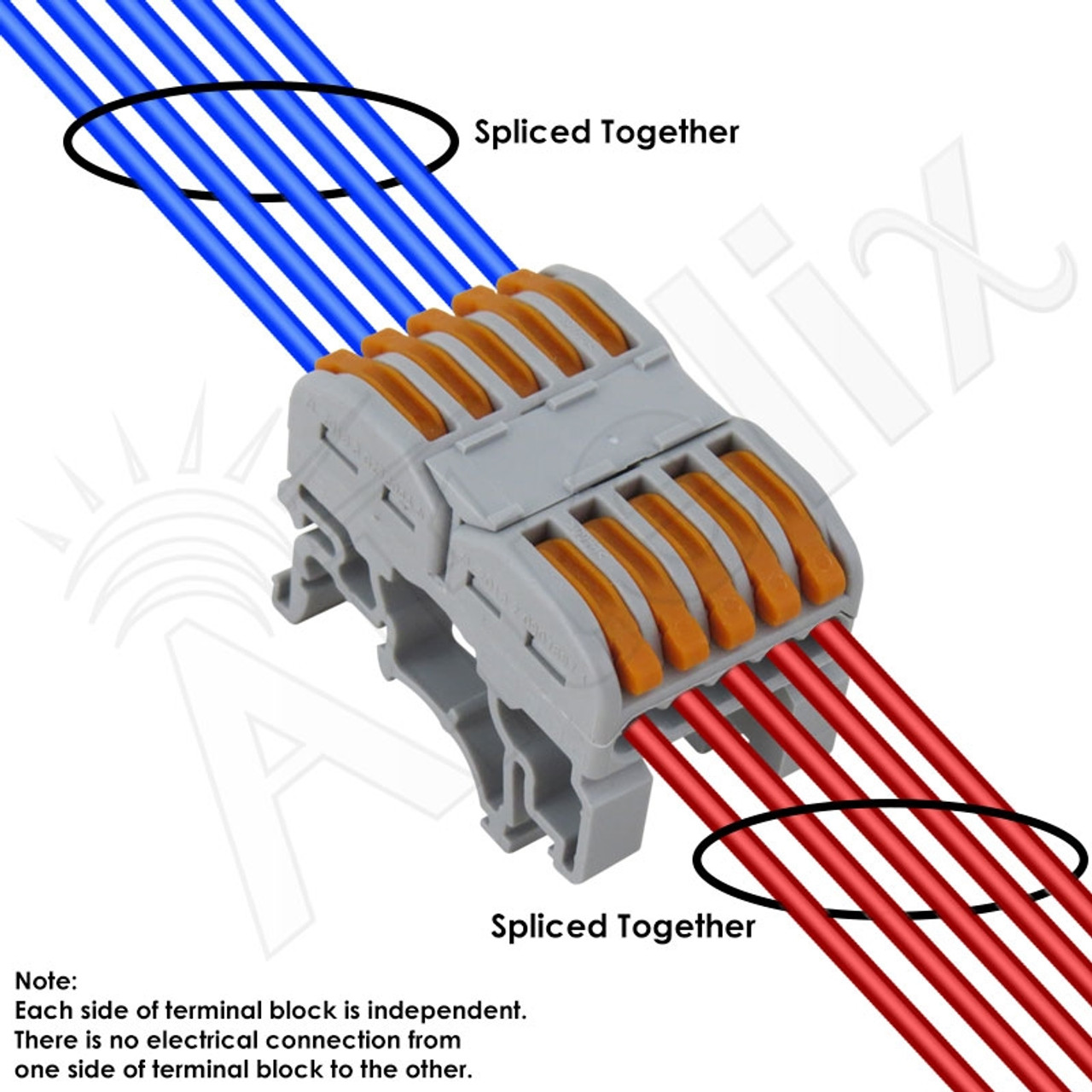 5-Conductor DIN Rail Mount Quick Splicing Connector