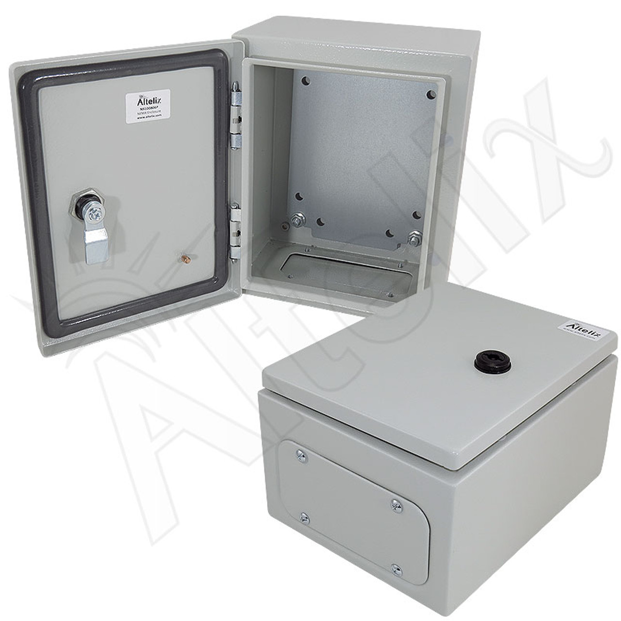 Altelix 10x8x6 NEMA 4X Steel Weatherproof Enclosure with Steel Equipment  Mounting Plate