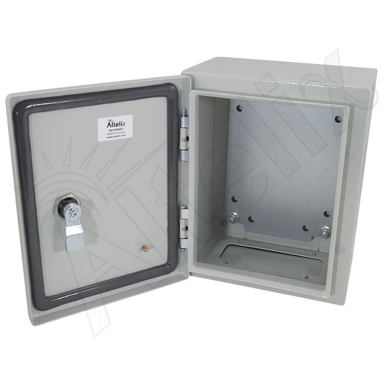 Altelix 10x8x6 NEMA 4X Steel Weatherproof Enclosure with Steel Equipment  Mounting Plate