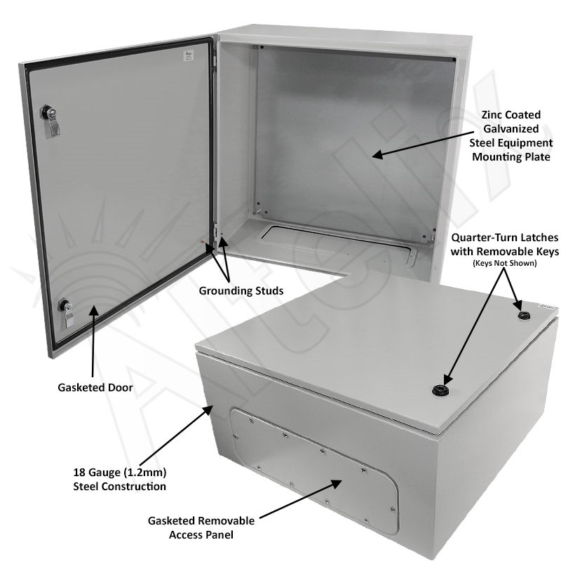 Altelix 24x24x12 NEMA 4X Steel Weatherproof Enclosure with Steel