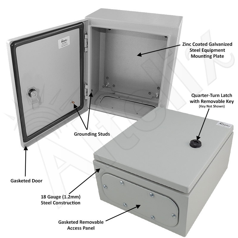 Altelix 12x10x6 NEMA 4X Steel Weatherproof Enclosure with Steel