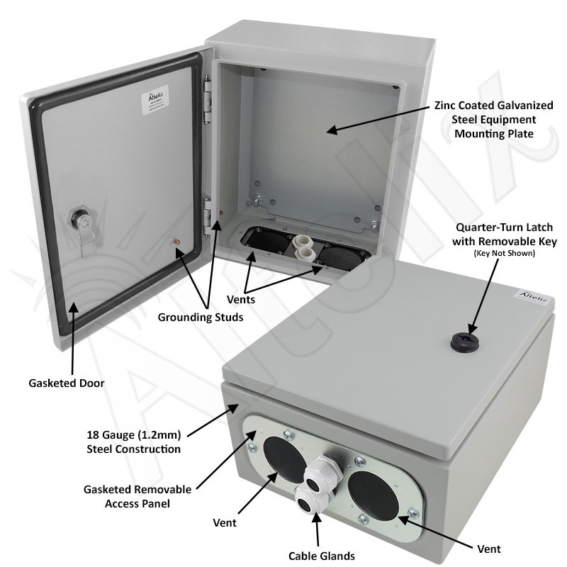 Altelix 12x10x6 Vented Steel Weatherproof NEMA Enclosure with