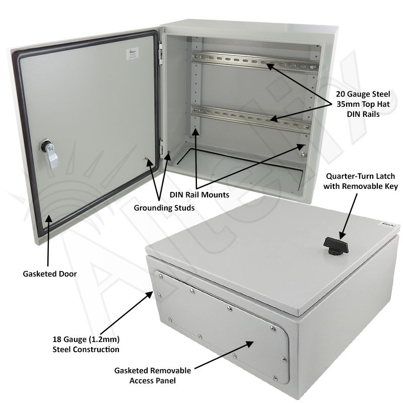 Altelix 16x16x8 Industrial DIN Rail NEMA 4X Steel Weatherproof