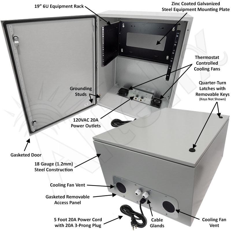 Altelix 32x24x16 120VAC 20A Steel NEMA Enclosure for UPS Power